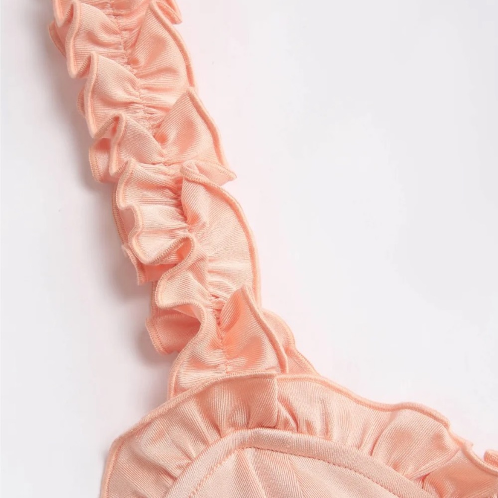 Cider Solid Ruffle Strap Bodysuit - Picture 3 of 4